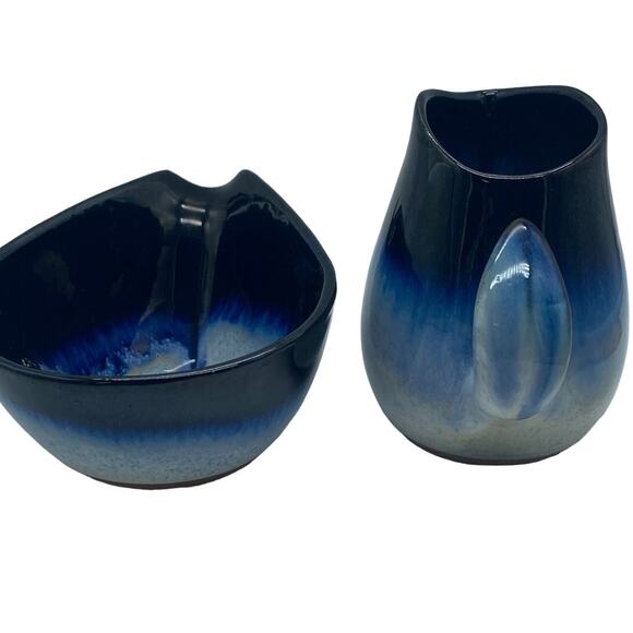 Peter Pots MCM Vtg. 60s Mid Century Modern PETER POTS Creamer & Sugar Set Blue - Picture 4 of 9